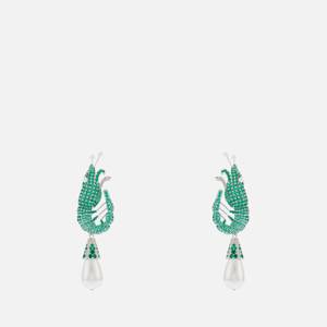 Shrimps Silver-Tone Crystal Clip-On Earrings